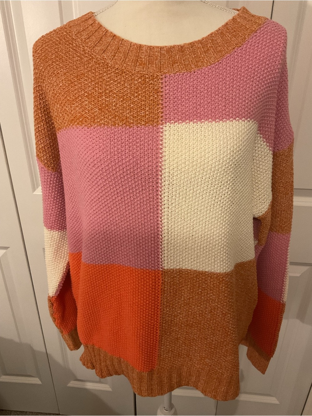 BiBi ColorBlock Checkered Sweater Size Large NWOT - Picture 3 of 13